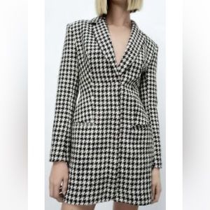 Zara Houndstooth Blazer Mini Dress